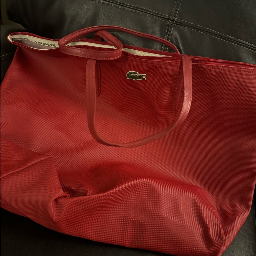 Red, large Lacoste tote bag